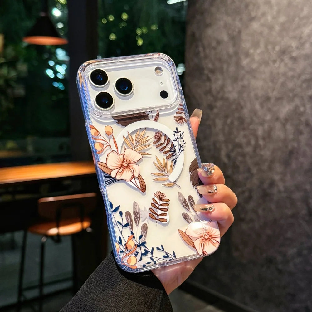 Watercolor Transparent Flowers Element Design Magnetic Phone Case，For iphone 17 17Pro max 17Air Colorful Daisy case