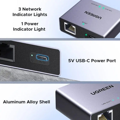 UGREEN 1000Mbps RJ45 Splitter 1 to 2 Ethernet Adapter
