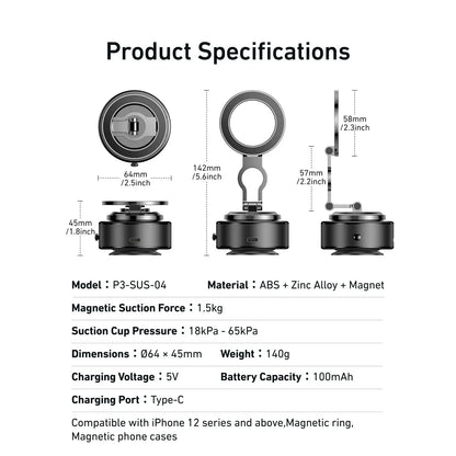 TELESIN Magnetic Electric Suction Cup Car Phone Holder