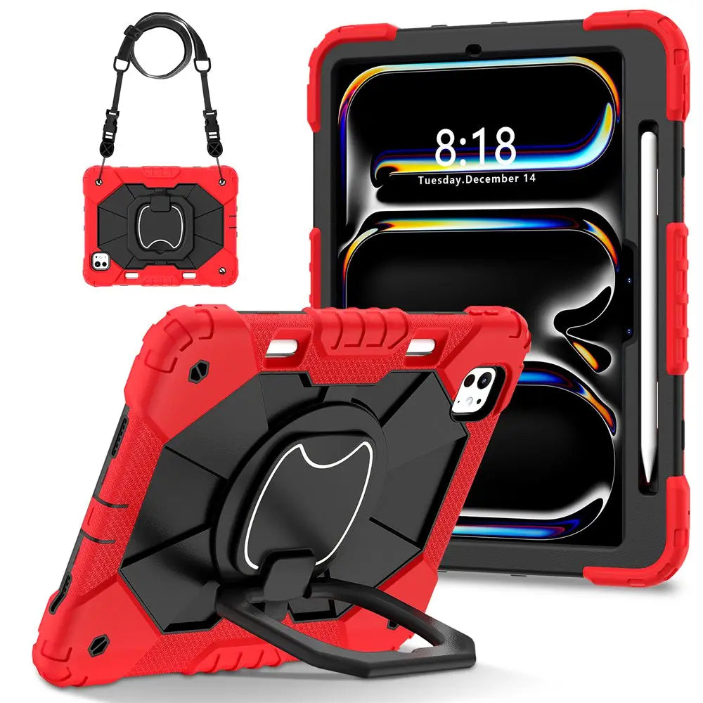 For ipad Pro 11 inch 2024 M4 A2836 A2837 A3006 Case Kids Tablet cover Silicone +PC case for Apple iPad PRO 11" 2024 + strap