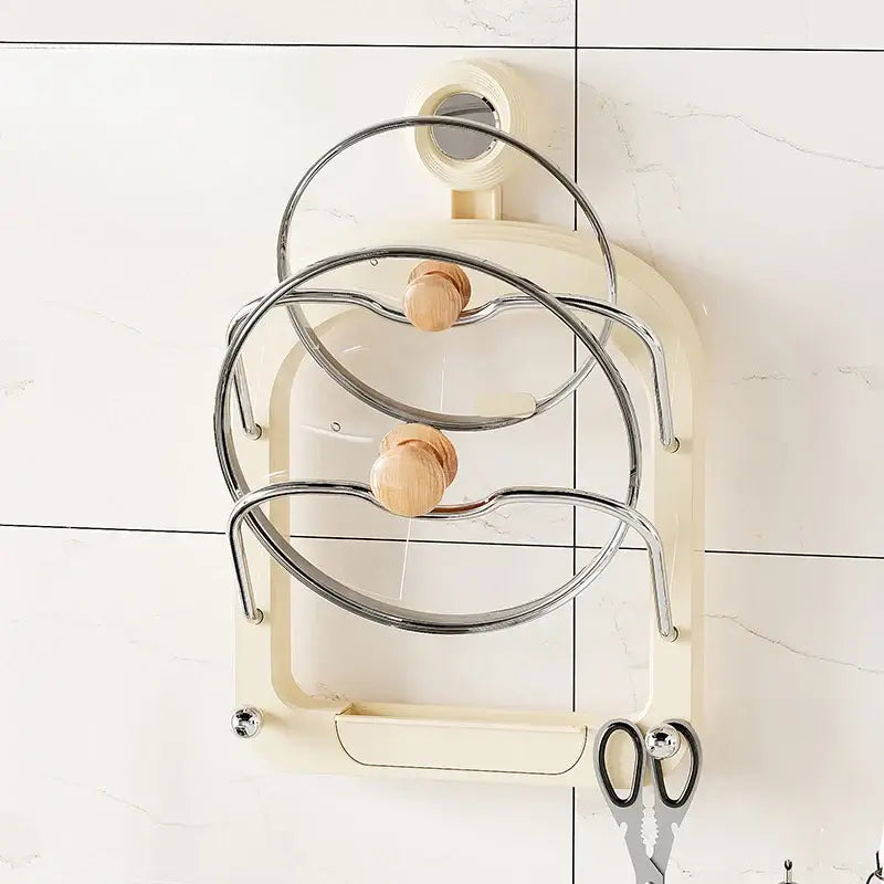 Wall-Mounted Pot Lid Holder for Cutting Board Storage