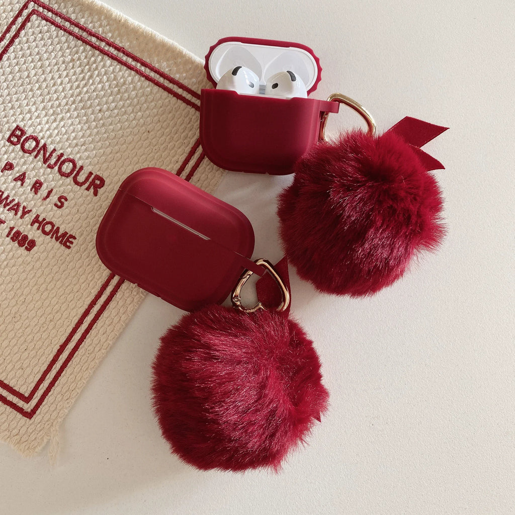 Matte Brown Soft Silicone Earphone Case Teddy Plush Bear Pendant Bracelet For Air pods 4 Charging Box For Airpods 4 1 2 3 Pro 2