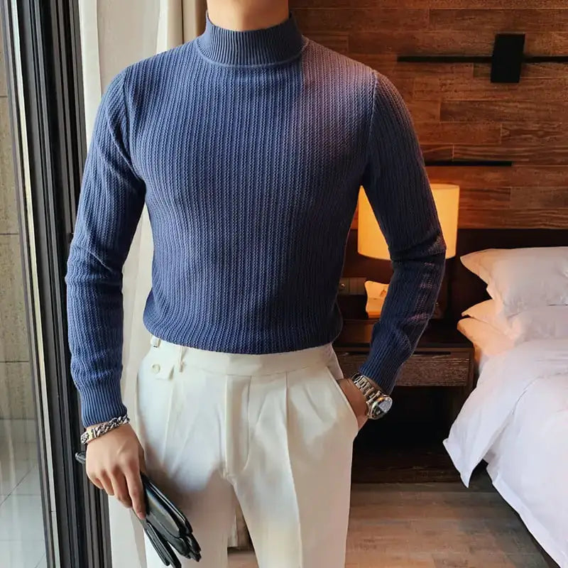 Solid Color Sweater with Fashion Collar
