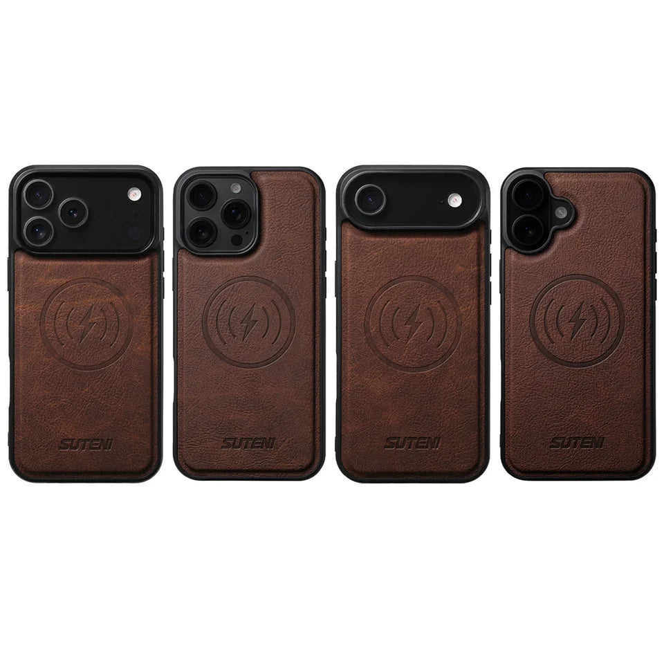 for Magsafe Phone Case For iPhone 17 Air 13 14 15 16 17 Pro Max Luxury Leather Magnetic Wireless Charging Back Cover K0027