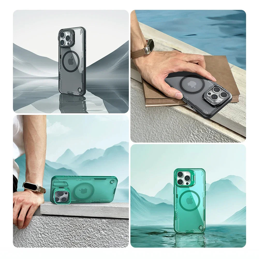 Magsafe Case For iPhone 16 Pro Max Nillkin Iceblade Prop Eco-friendly Shockproof Back Cover With Lens Stand For iPhone 16/16 Pro