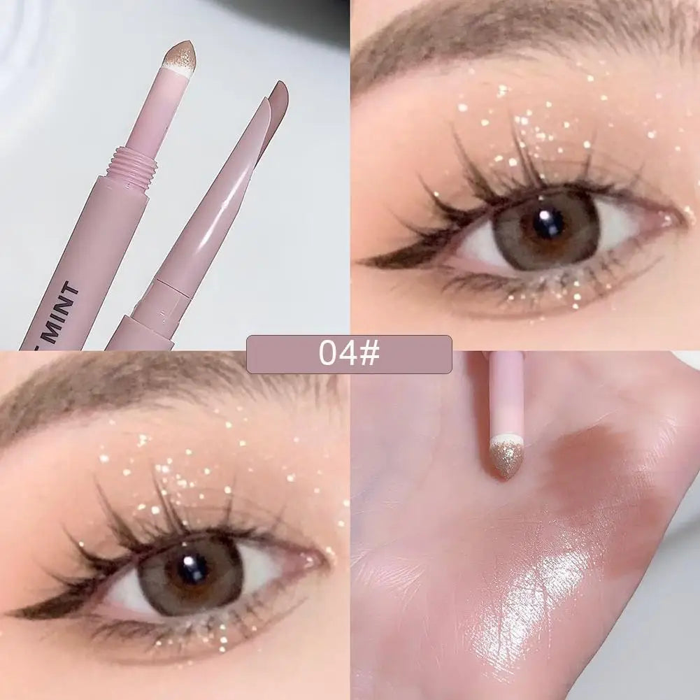 SWEET MINT Crescent Double-Ended Sleeping Silkworm Pen Waterproof Sweatproof 2-in-1 Eye Brightener Makeup Stick