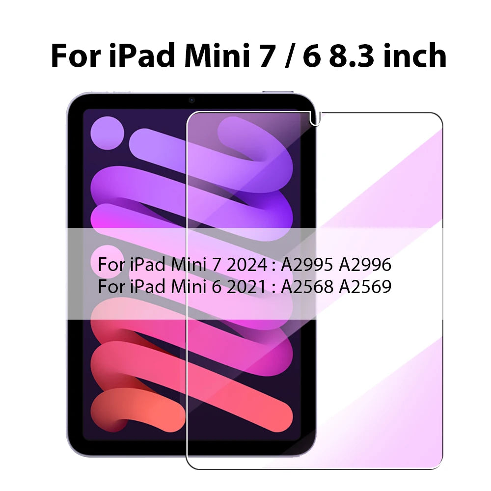 Tempered Glass For Ipad Pro 13 11th M4 12.9 A16 10 9 10th 9th Gen Screen Protector Air 11 5 4 M2 M3 Mini 6 7 A17 Blue Light Film