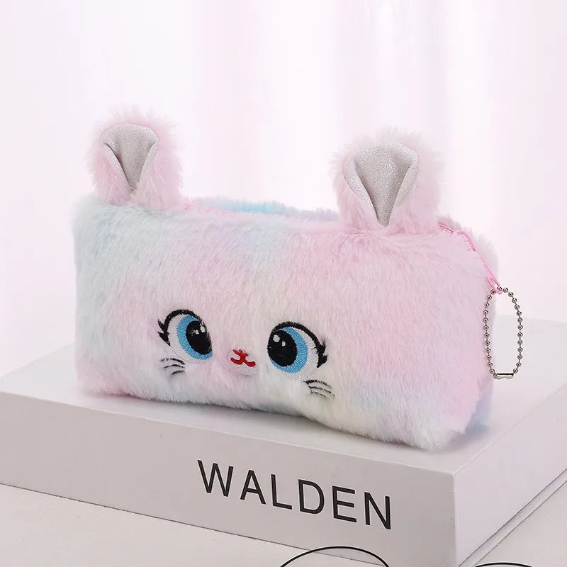 Kawaii Large Capacity Cat Zipper Pencil Case Cartoon Girl Storage Bag Back to School Pen Bag Office Supplies Stationery