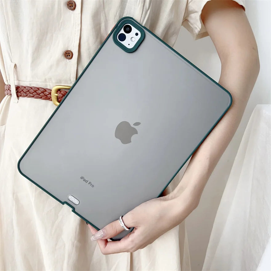 For iPad Pro 13 Case For iPad Pro 11 Tablet Case For iPad Air 13 Cover Transparent TPU Soft Back Cover Protective Shell+Gift