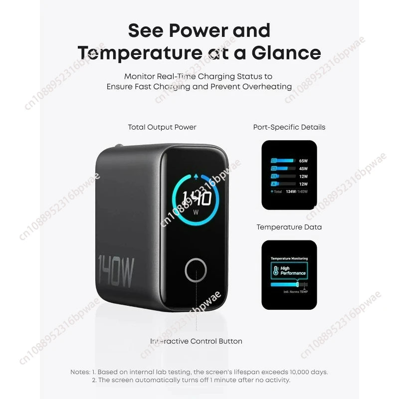 Anker Zolo 140W USB-C Charger, Laptop Charger, 4-Port Multi-Device Fast Charging, Advanced GaN Power Adapter