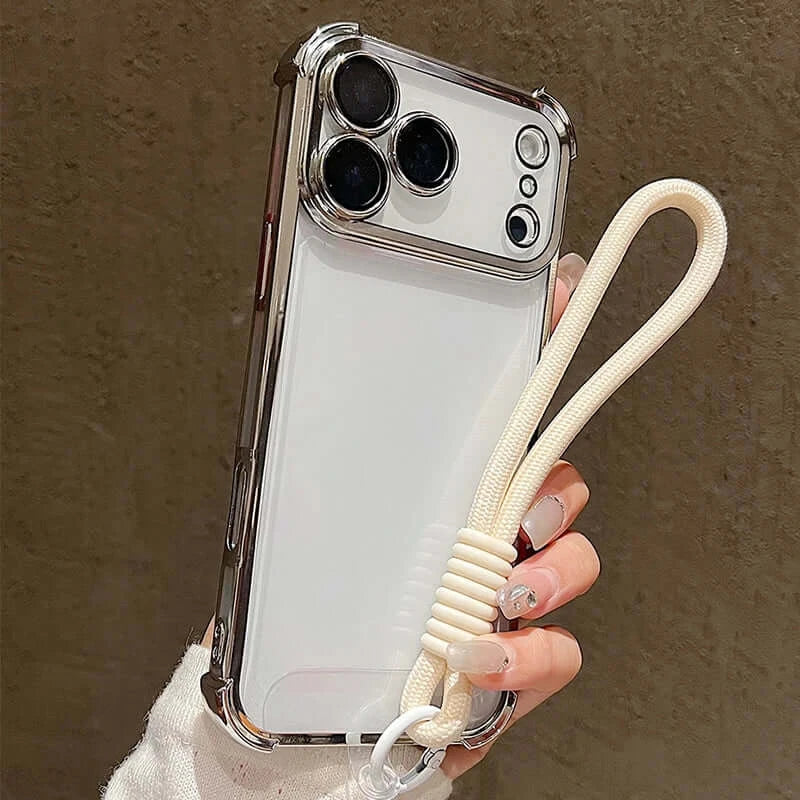 Coque de téléphone antichoc transparente de luxe avec cordon bonbon pour iPhone 17 Pro Max 17 Pro 17 Air avec dragonne