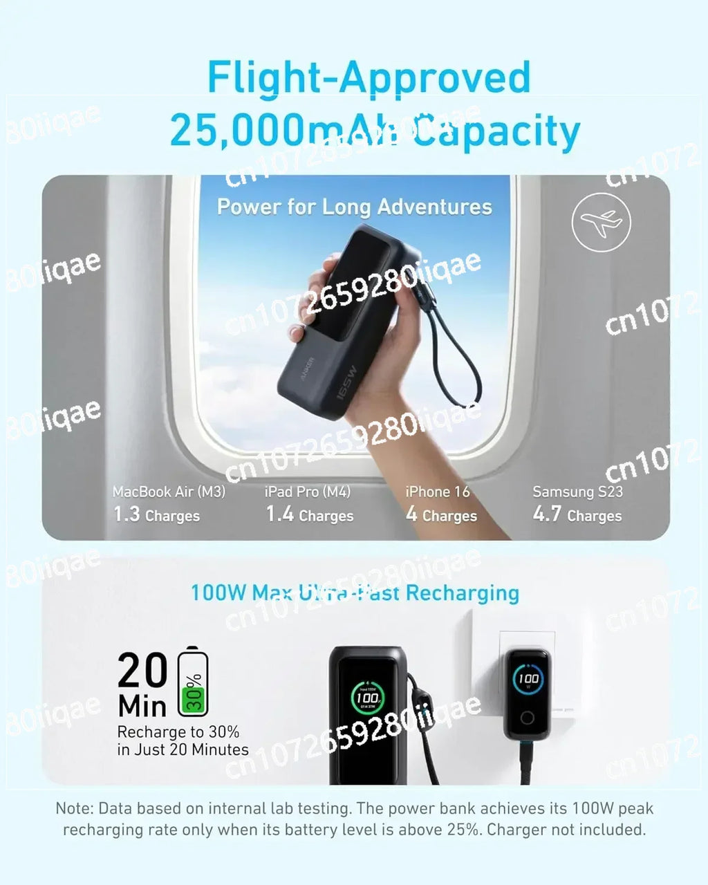 Anker Power Bank 25,000mAh 165W Ultra-Fast Portable Charger for Dual Laptops,Fast Charging Battery Pack