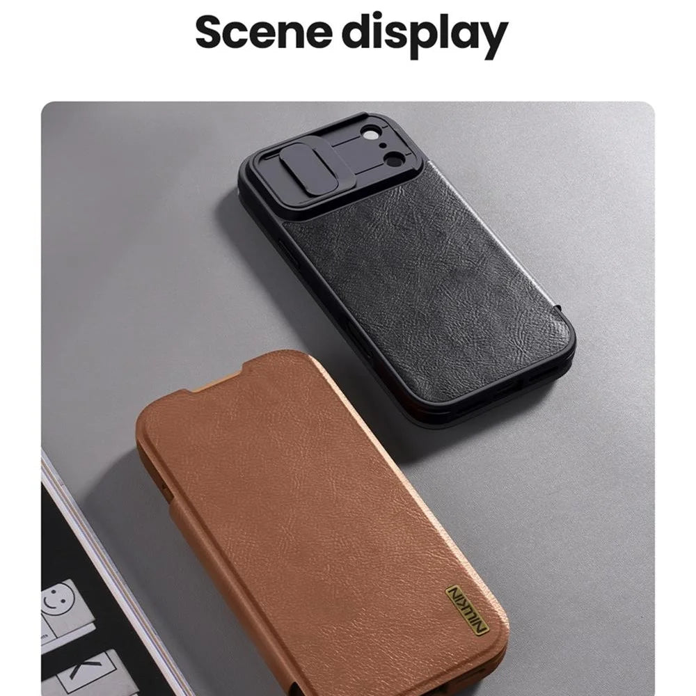 Nillkin For iPhone 17 Pro Max / 17 Pro Flip Case QIN Pro Leather Case Card Pocket Slide Camera Book Cover For iPhone 17 / Air