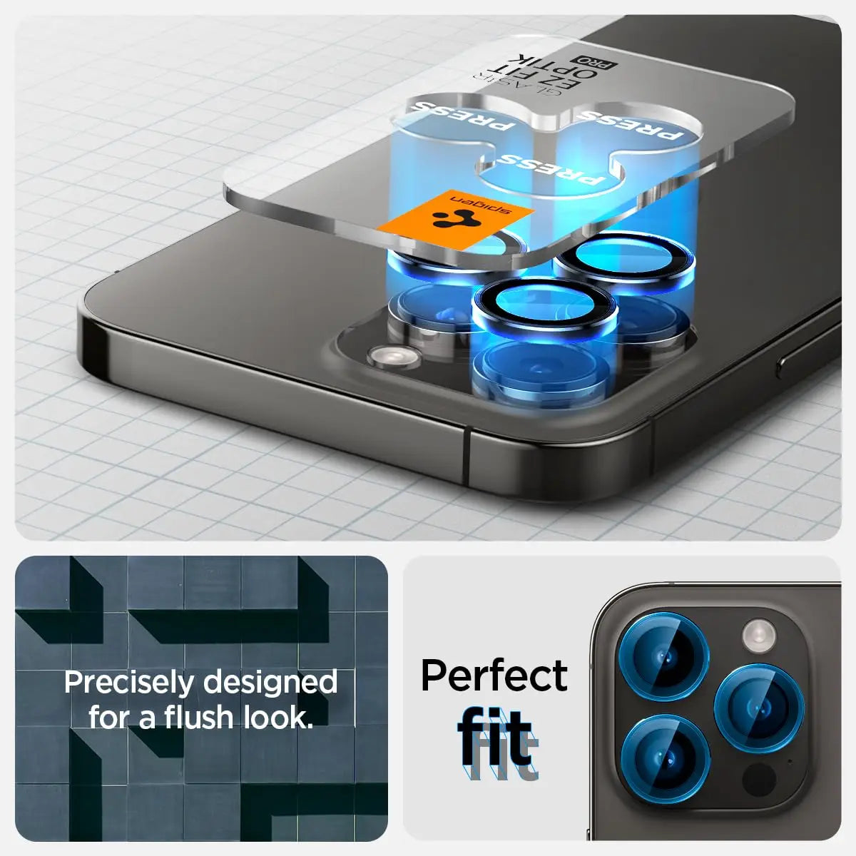 Spigen Glas.tR EZ Fit Optik Pro Lens Camera Lens Protector for iPhone 15 Pro Ma / 15 Pro / 14 Pro Max / 14 Pro