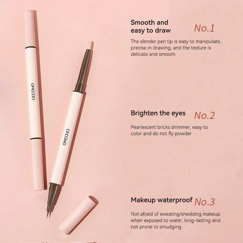 GECOMO 3D Star Eye Double-Head Eyeliner Pen for Makeup retention, waterproof and non-smudging, high-gloss brightening eyeliner p