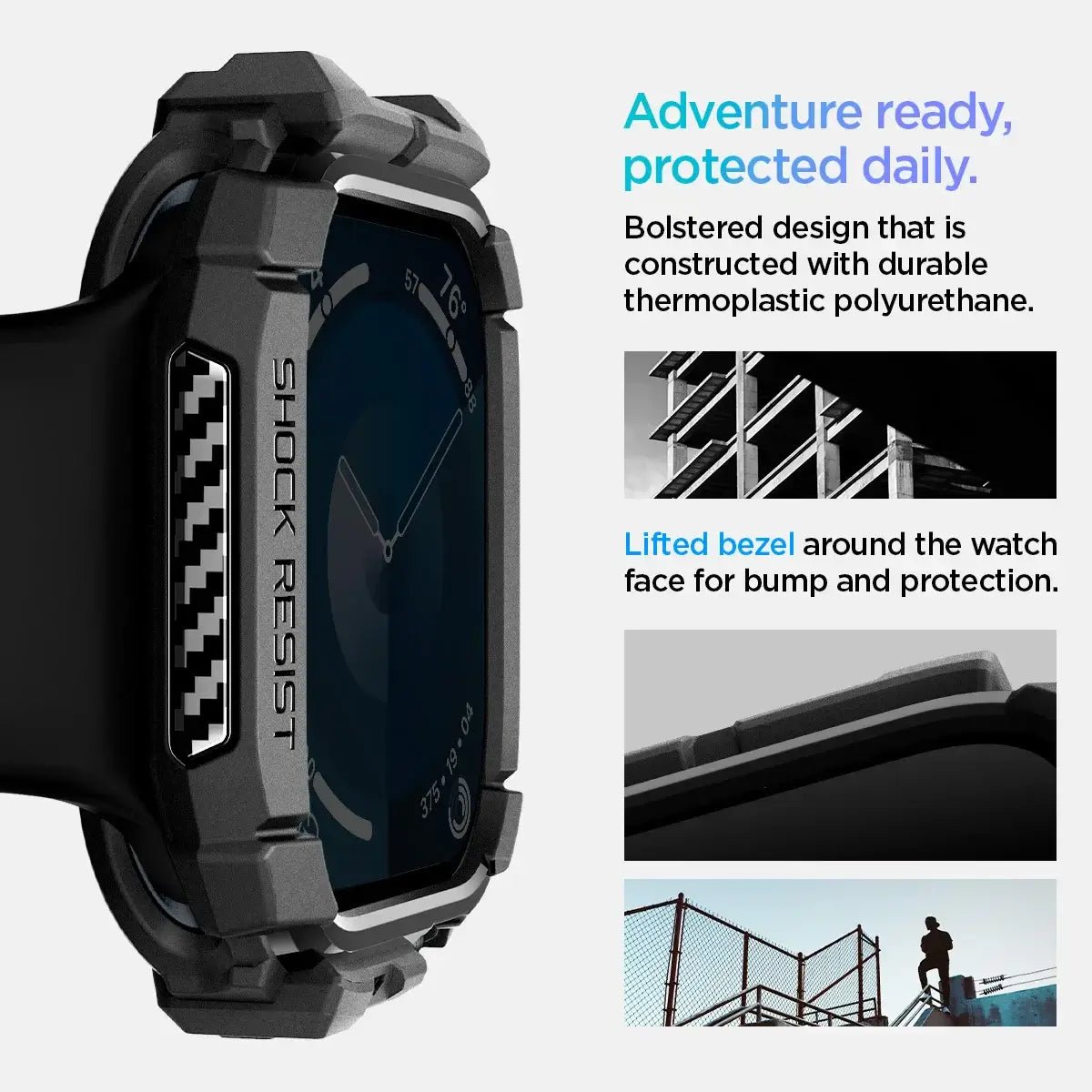 Spigen Rugged Armor Case for Apple Watch button access Techs Park