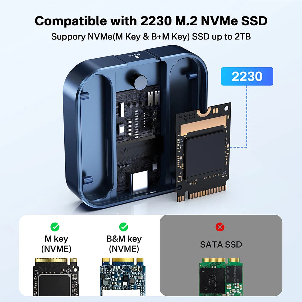 Acasis Magnetic M.2 2230 NVMe SSD Enclosure 10Gbps USB C 3.1 to NVMe PCI-E For iPhone 15/14/13/12 Pro 2TB External Driver Case
