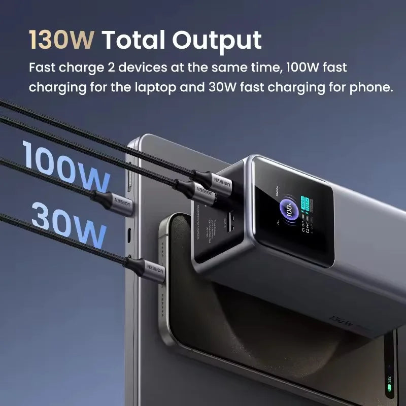 UGREEN Nexode 130W 20000mAh Power Bank Fast Charging for Laptop & Phone High Capacity Travel Office Custom Accessories Hot Selli