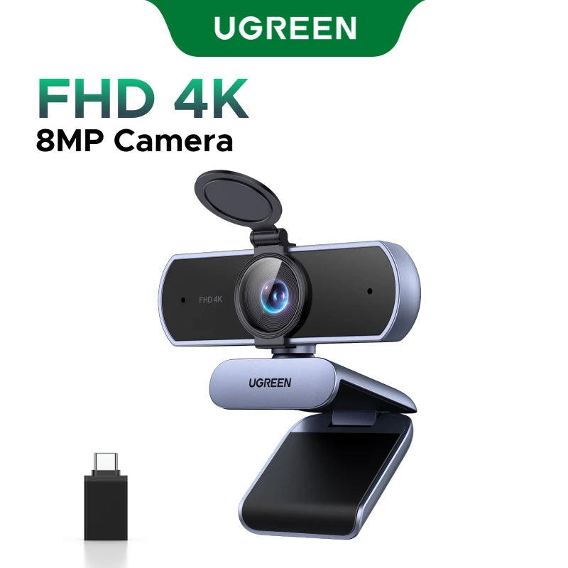 UGREEN 4K FHD Webcam 8MP for PC, PDAF Auto Focus, Dual AI Noise-Cancelling Mics, Web cam Camera Works for Zoom/Teams/Google Meet