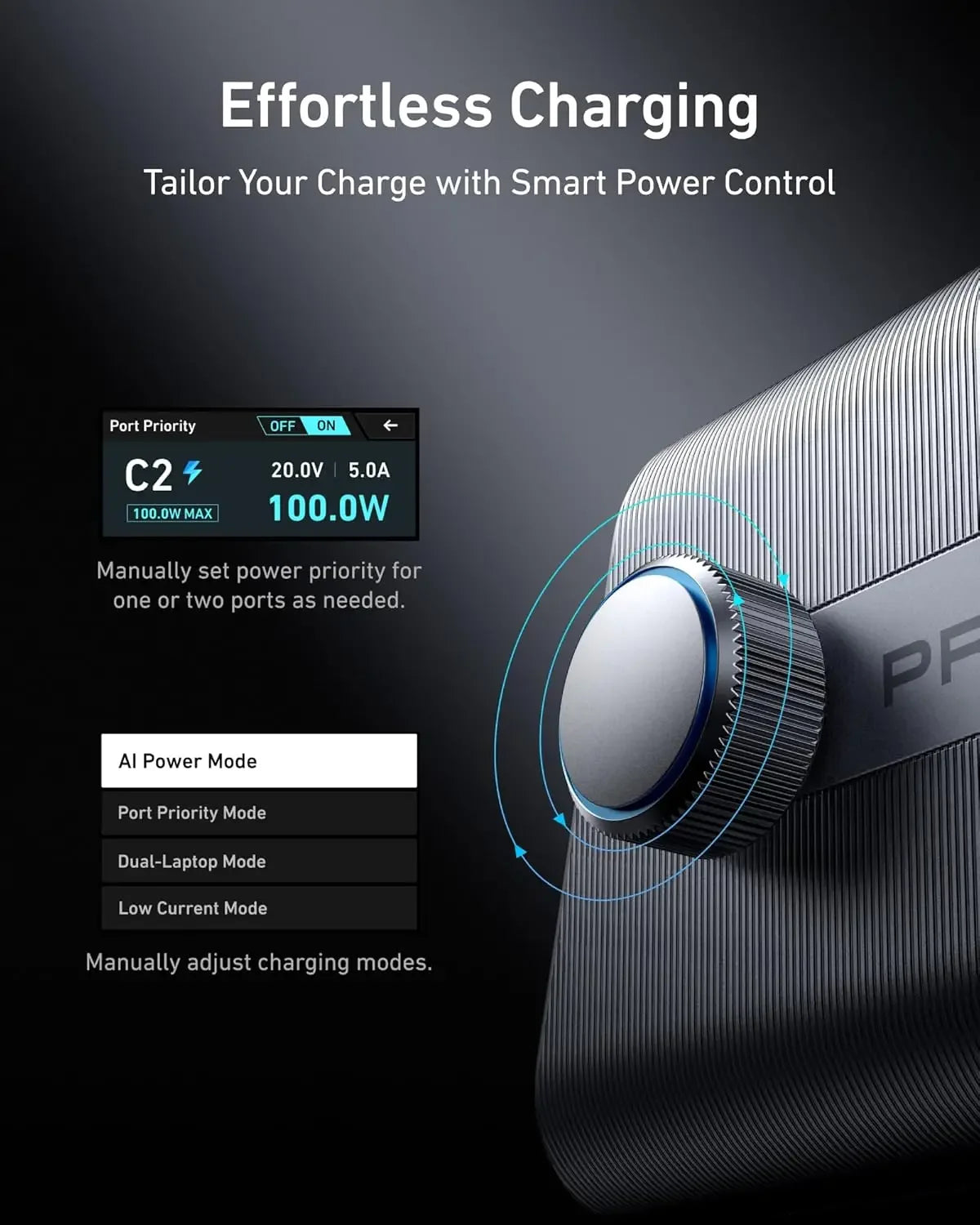 Anker Prime Charger, 250W GaN Prime USB C Charging Station, Ultra-Fast 6-Port, 2.26" LCD Display and Smart Control Dial