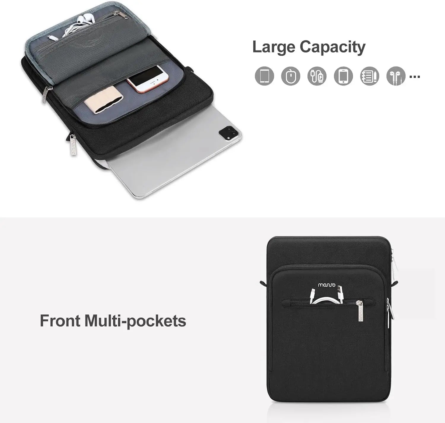 Tablet Shoulder Sleeve Bag For iPad Air Pro 12.9 13 inch M4 M3 M2 M1 Galaxy Tab S9+ Surface Laptop Pouch Handbag Briefcase
