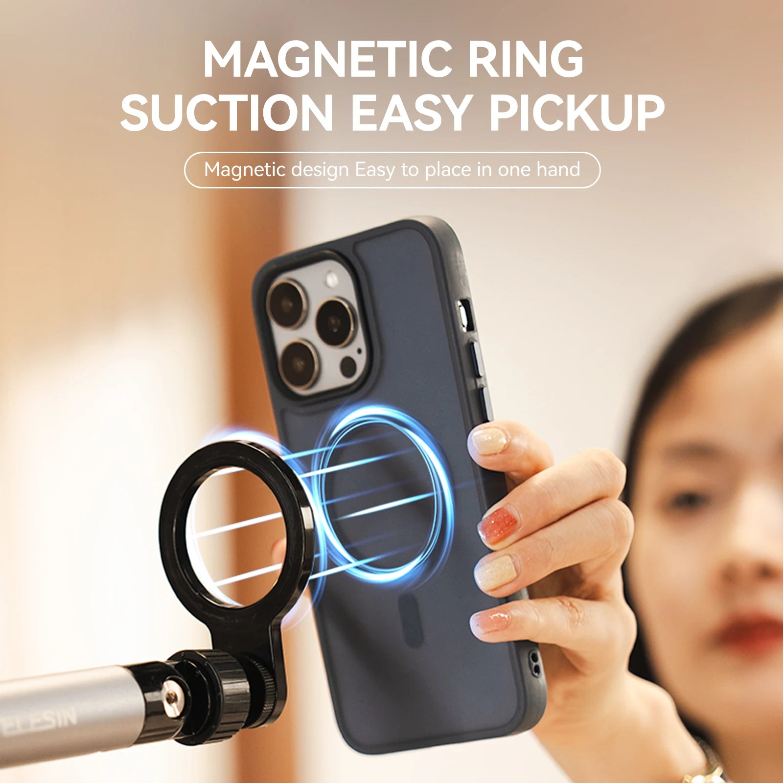 TELESIN Universal Magnetic Mobile Phone Quick Release Stand Holder Aluminium Alloy Phone Stand For iPhone 16 17 XIAOMI SAMSUNG