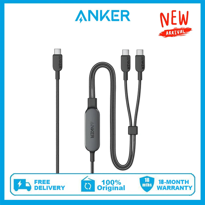 Anker USB C Cable 4ft 2-in-1 140W Max Fast Charging for iPhone 15 Series, Samsung, MacBook,and More (USB 2.0, Braided)