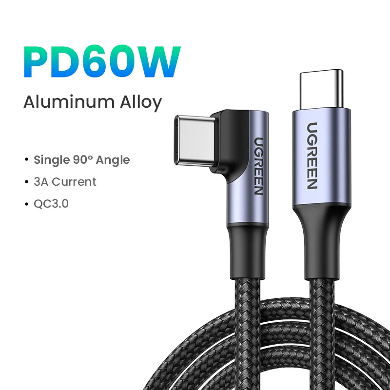 UGREEN 60W 100W USB Type C to USB C Fast Charging Cable for Macbook iPad Samsung Xiaomi USB Type C Fast Charger Cord 60W 100W