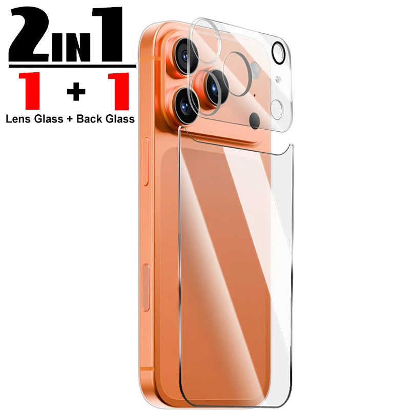 2+2Pack Tempered Glass Screen Protectors for IPhone 17Pro 16 15 14 ProMax Plus Back Films & Camera Lens Cover for IPhone 17Air