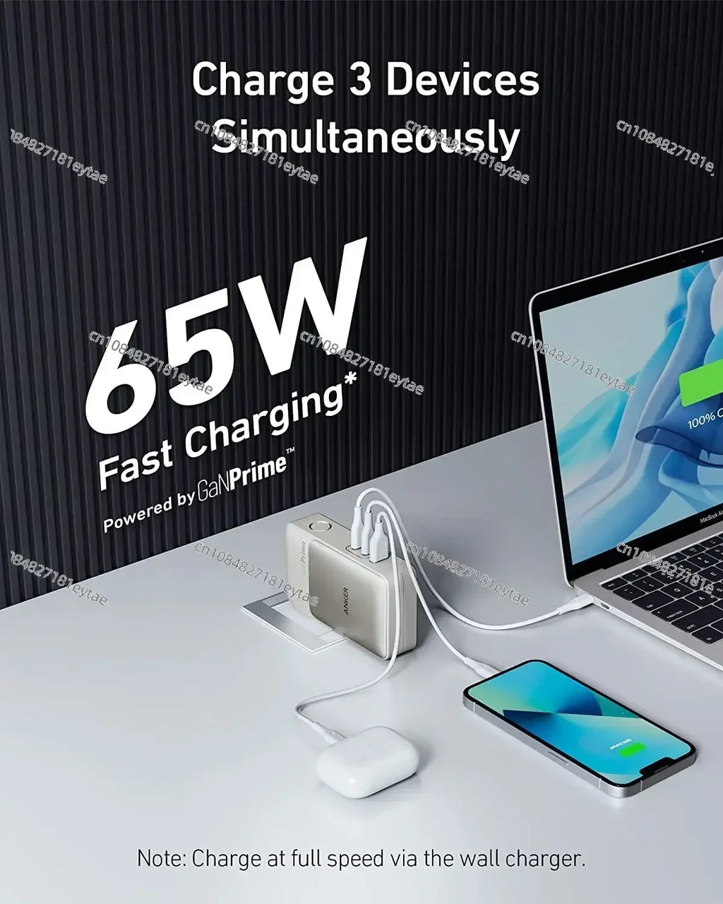 Portable Charger Powerbank 10000 mAh ANKER Mobile Power 733 GaN 65W USB-C Charger & Power Bank