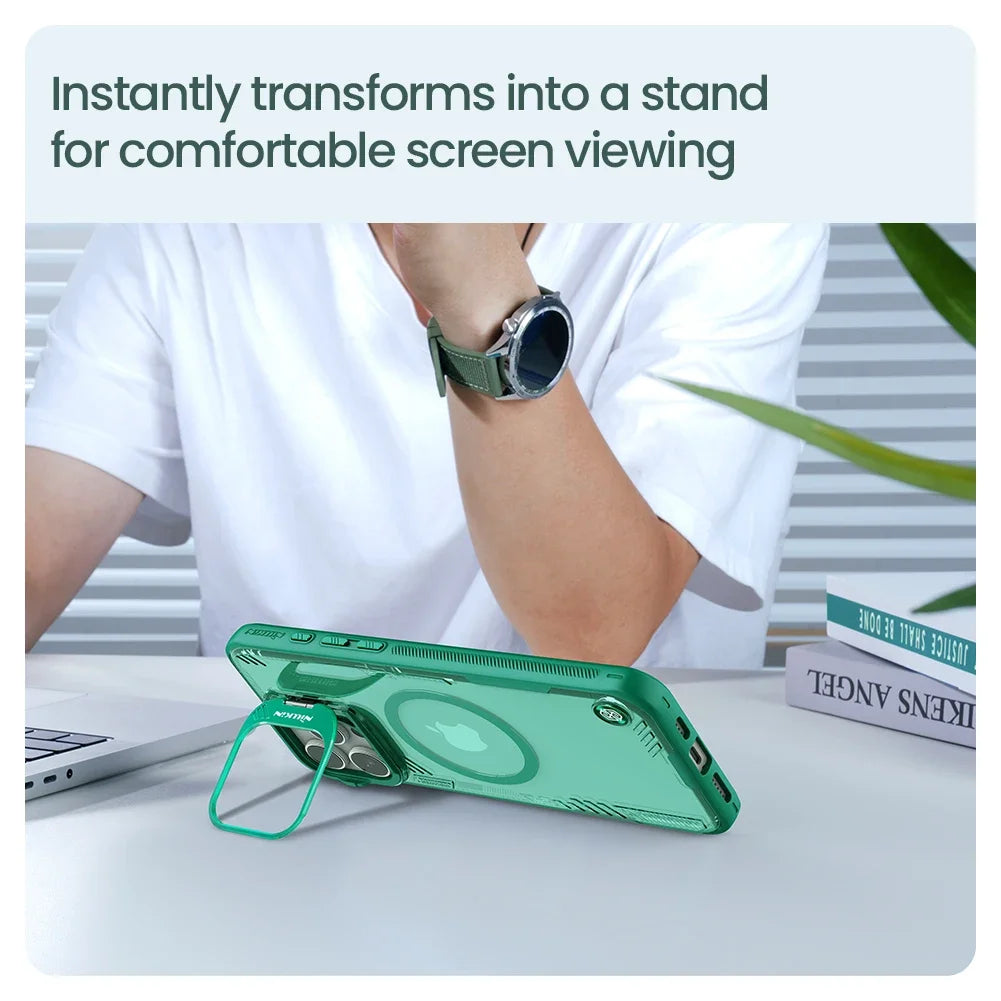 Magsafe Case For iPhone 16 Pro Max Nillkin Iceblade Prop Eco-friendly Shockproof Back Cover With Lens Stand For iPhone 16/16 Pro