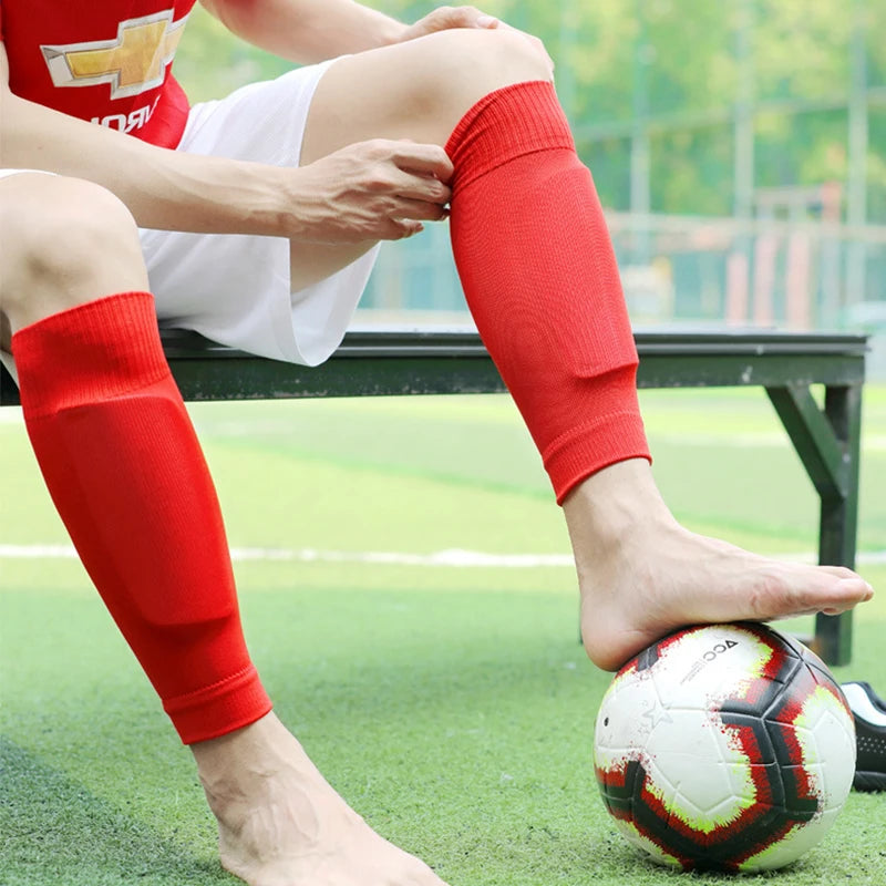1 Pair Hight Elasticity Soccer Protective Socks Without Feet Kids Adults Shin Pads Guard For Football Sport Leg Support Sleeves