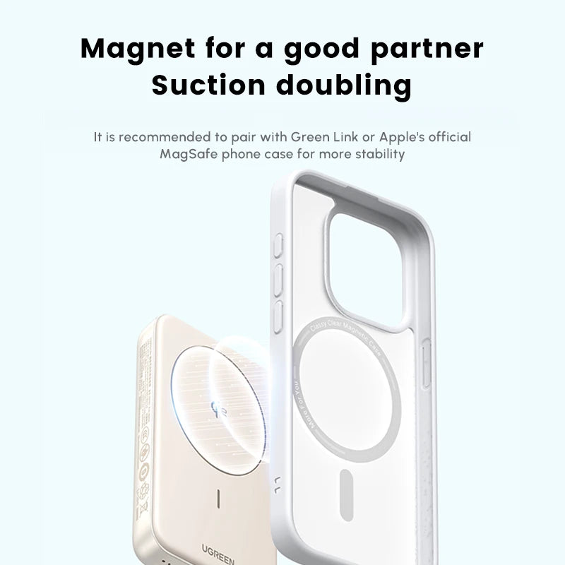 UGREEN Portable Power bank, Qi2 Certified Magnetic 15W Wireless Power Bank, 10000mAh 30W Fast Charging Battery Pack with USB-C