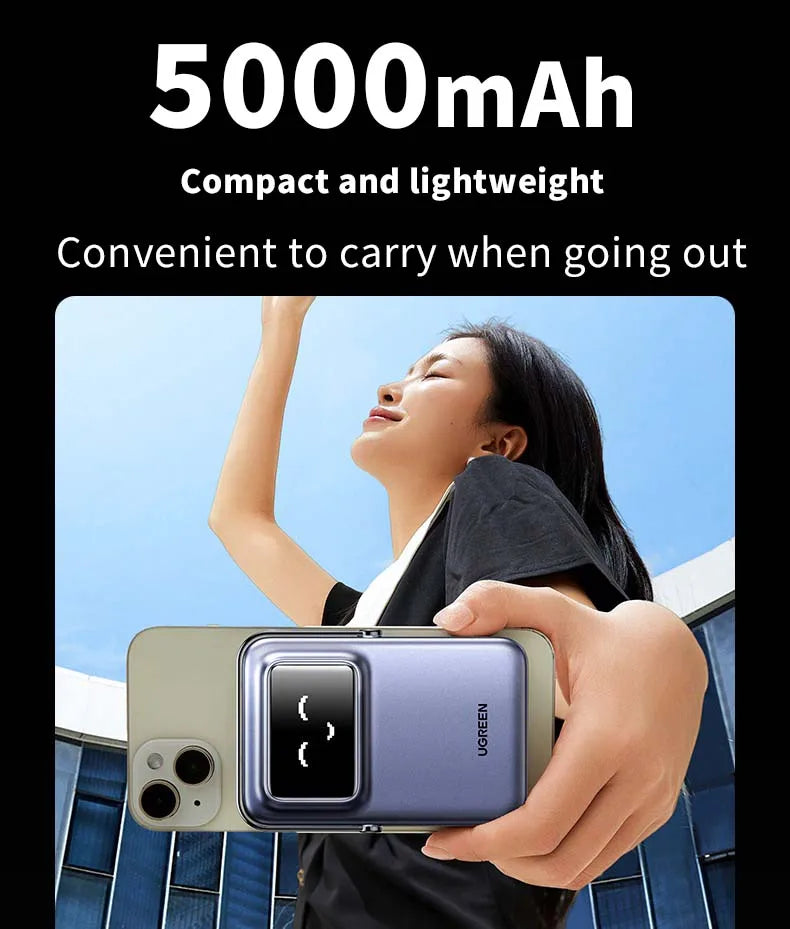 UGREEN 5000mAh Wireless PowerBank 20W Magnetic Fast Charging power bank for iPhone 16 Pro Max 15 XIAOMI Outdoors Portable Batter