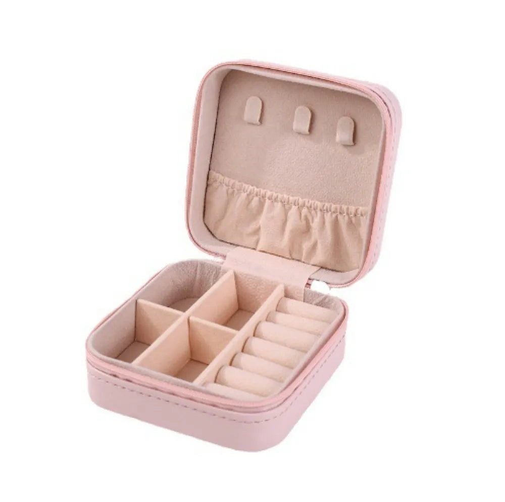 Portable Jewelry Storage Box Travel Organizer Jewelry Case Leather Storage Earrings Necklace Ring Jewelry Organizer Display