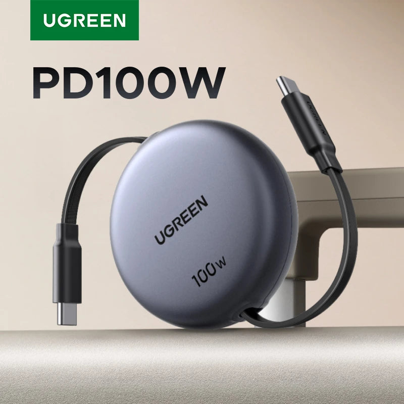 UGREEN USB C to USB C PD Cable for iPhone 15 Pro Max PD Fast Charging Data Cord Retractable Type C Charger Cable Wire