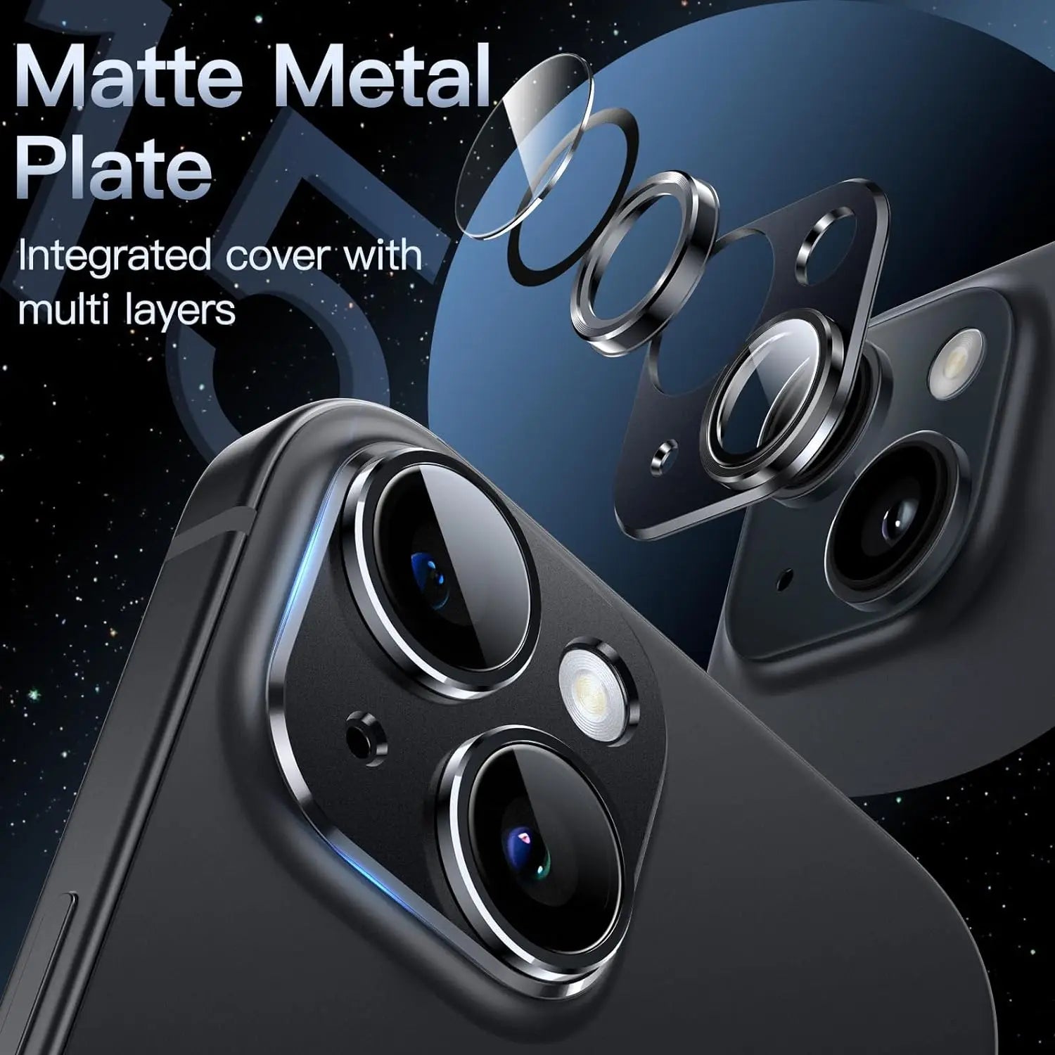 Metal Tempered Glass Camera Lens Protector Cover For iPhone 15 Pro Max 14 Plus 13 Mini 15Pro 14Pro Protection Phone Accessories