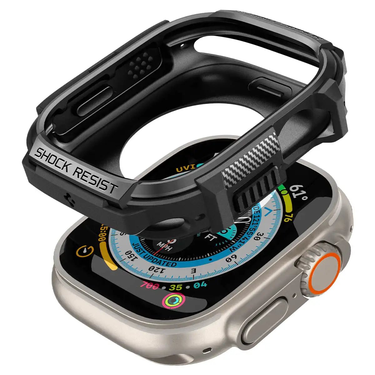 Spigen Rugged Armor Case for Apple Watch Ultra side cutouts Techs Park