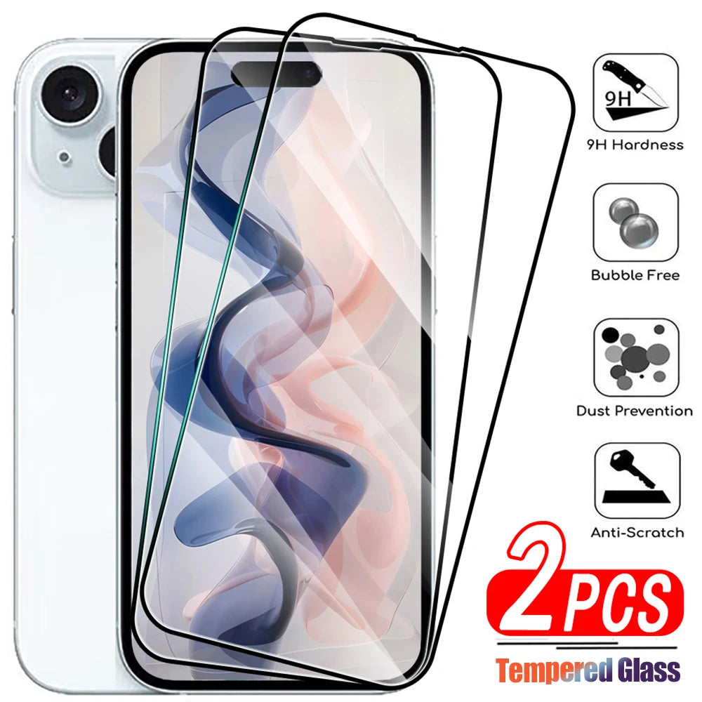 2pcs Tempered Glass For iPhone 15 Pro Max Screen Protector For iphone 14 13 12 11 7 8 6s Plus X XR XS Max Mini Protective Glass