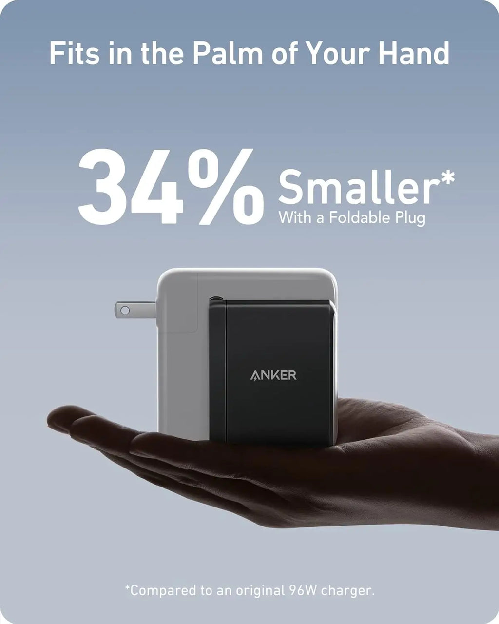 Anker 736 Charger USB C Charger (GaN II 100W) 3 Port Fast Compact Wall Charger Powerful Charging for Phones Tablets