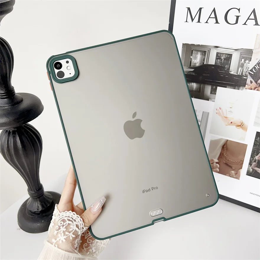 For iPad Pro 13 Case For iPad Pro 11 Tablet Case For iPad Air 13 Cover Transparent TPU Soft Back Cover Protective Shell+Gift