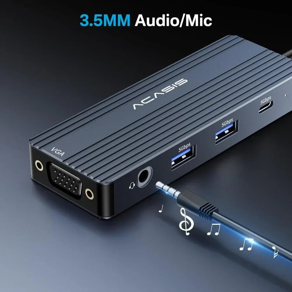 Acasis  USB-C Docking Station 8 Ports 5Gbps USB 3.0 4K 60HZ PD 100W Input 85W Output for Laptop
