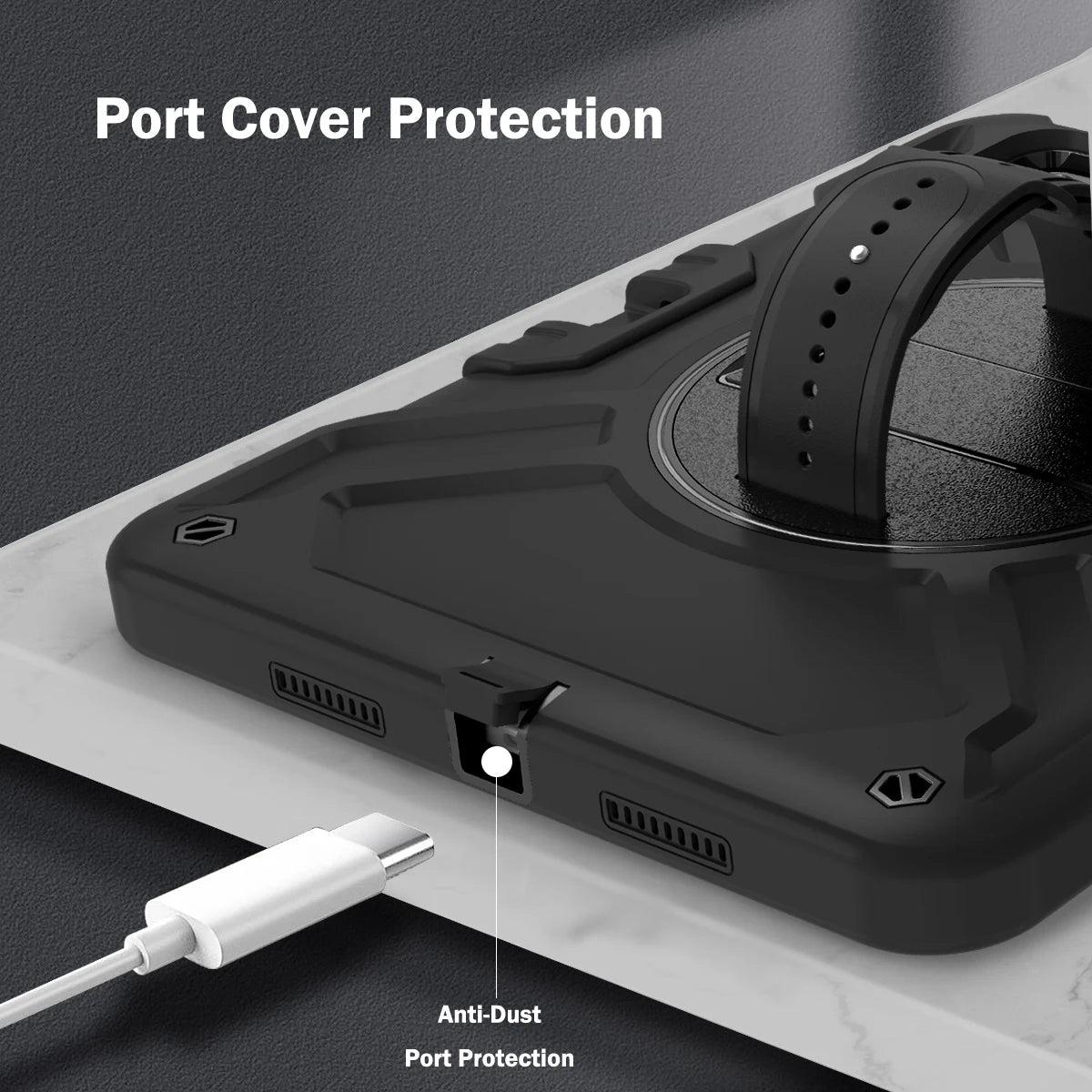 Shockproof Case for iPad pro 11 inch (2024) with 360° Rotating Hand Strap, Portable Shoulder Strap and Pencil Slot