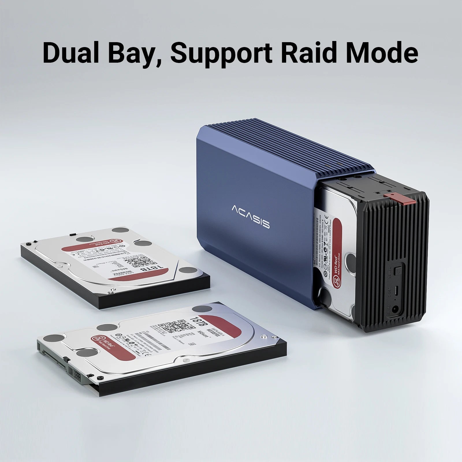 Acasis 48 TB 2.5/3.5 Inch Dual Bay External Hard Drive Enclosure Array Cabinet SATA Hard Disk Array With RAID Function USB Box