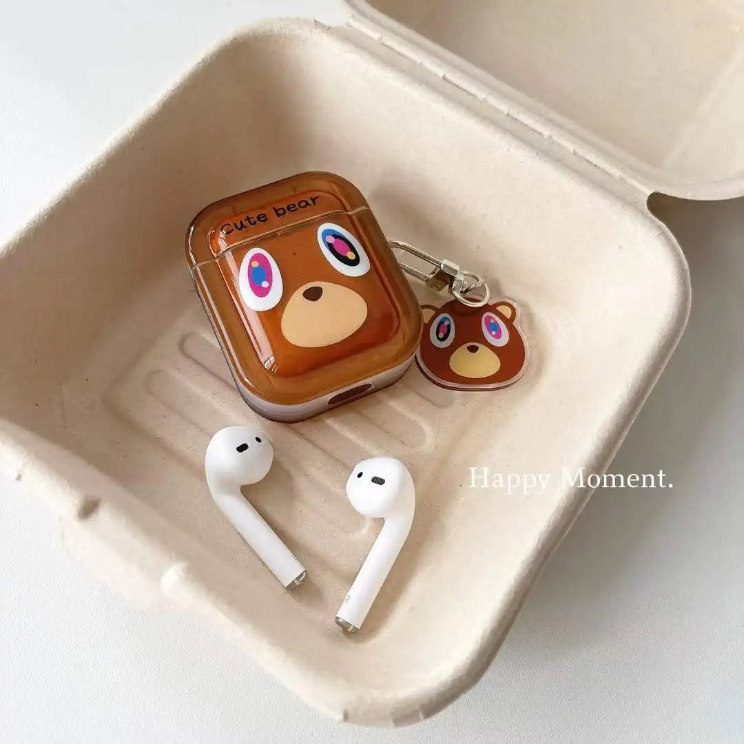Bear Earphone Case For AirPods 4 3 Pods 2 1 Protect Cover For Apple AirPods Pro Pro2 Cartoon Anime Decorate With Pendant Gift