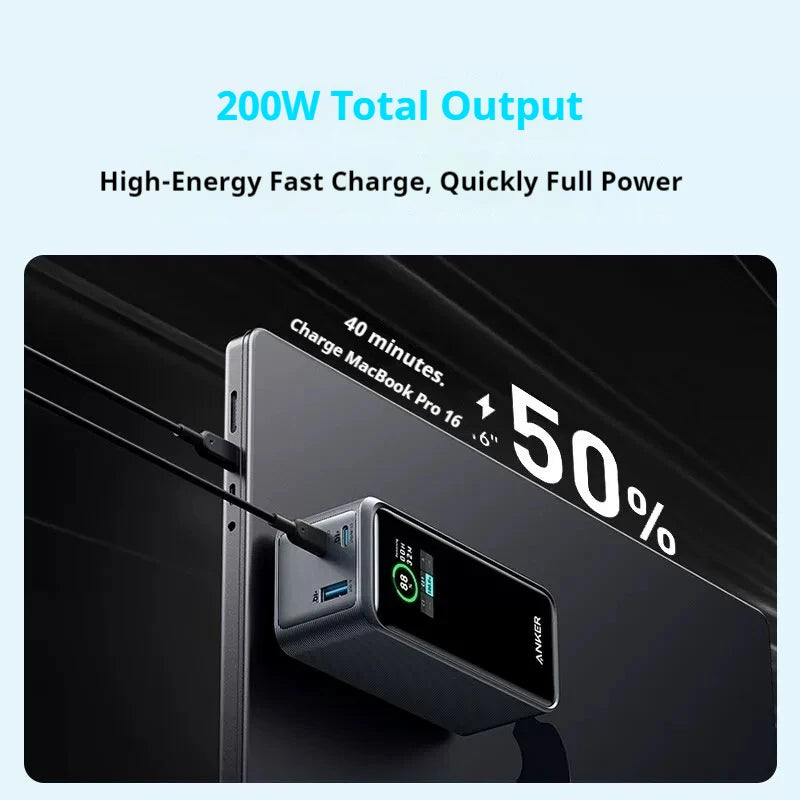 Anker Prime 20000mAh Power Bank 200W PD Fast Charge Portable External Battery Mobile PowerBank For iPhone16Pro MacBook Laptop