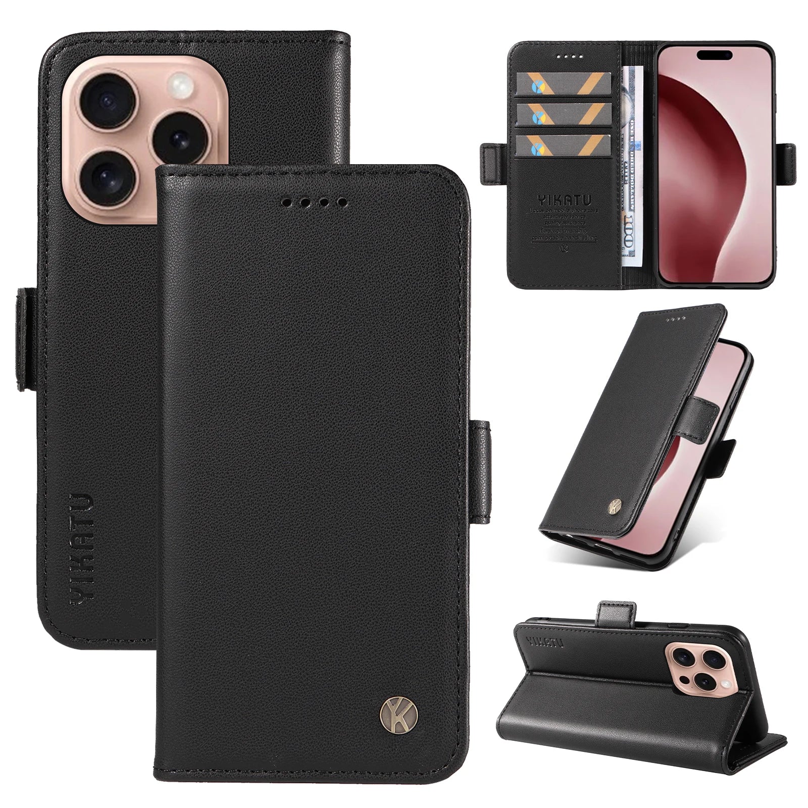 Full Matte TPU Leather Flip Phone Case Suitable For iPhone 16 16E Pro/Pro Max iPhone 17 17Air Pro/Pro Max Double Folding Process