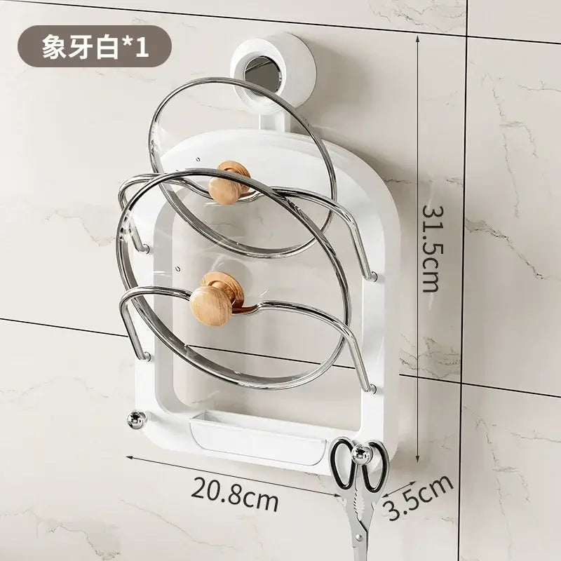 Wall-Mounted Pot Lid Holder Anti-Slip U Slot