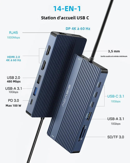 acasis 14-in-1 usb-c docking station front view