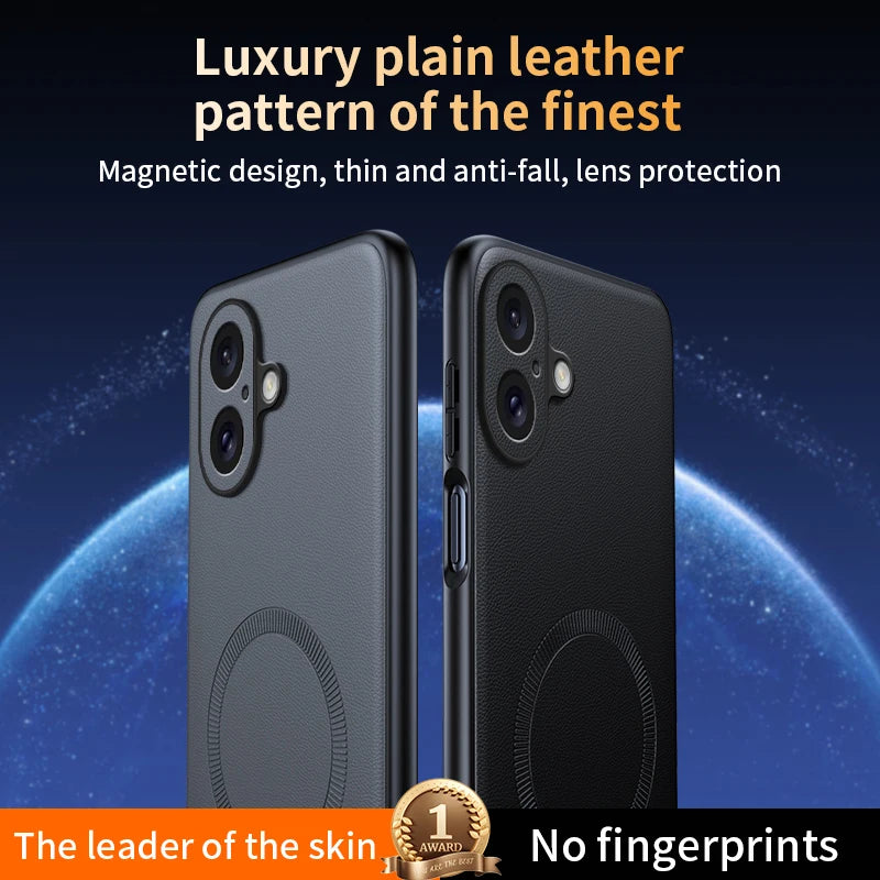 For Iphone 17 Case Magnetic Leather Shield Cover For Iphone 17 Anti-Fingerprint Non-Slip PC+TPU